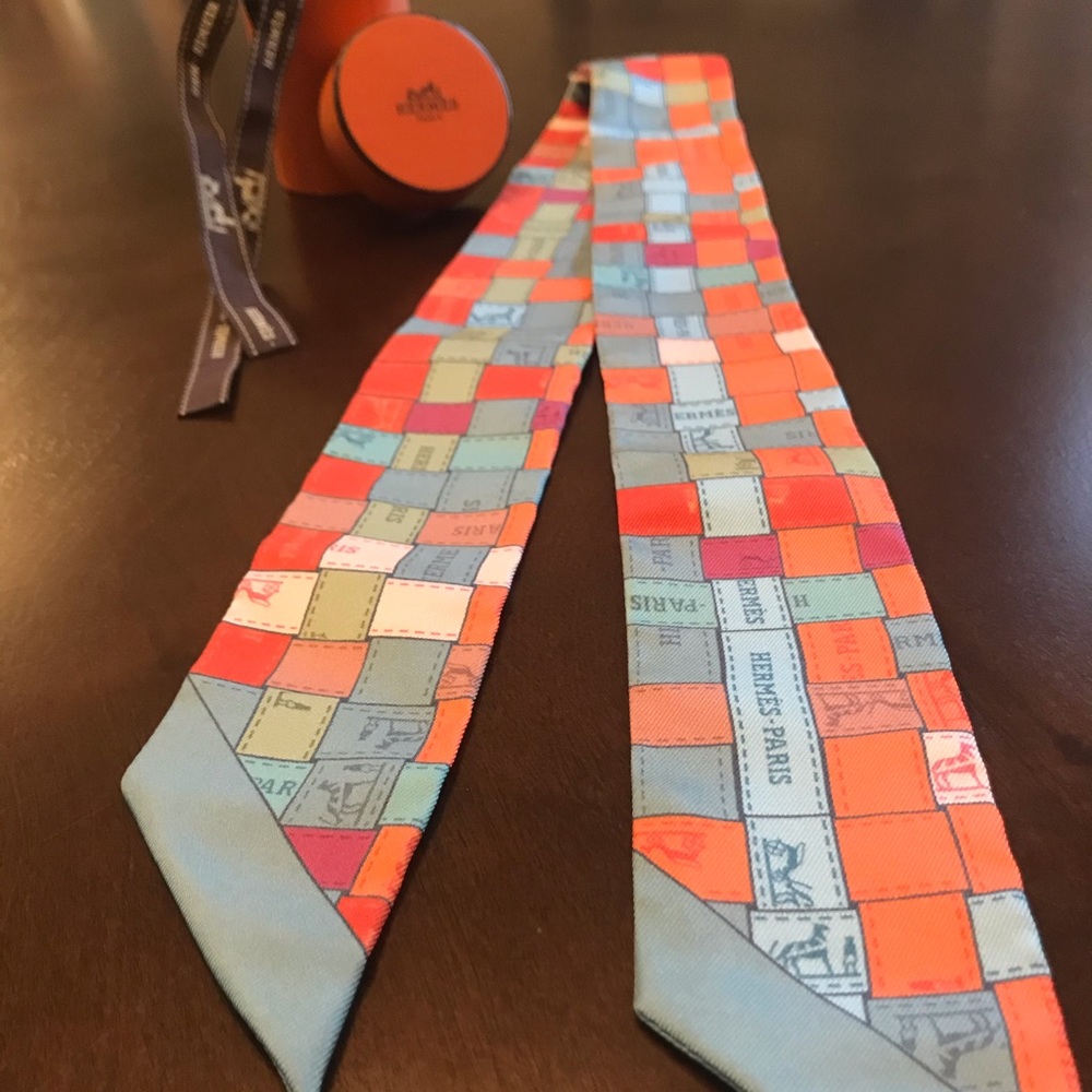 Hermès skinny twilly scarf multi color